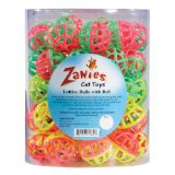 Zanies Plastic Lattice Balls Cat Toy Canister, 50-Pack