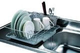 Home Basics 3-Piece Dish Drainer Set, Silver