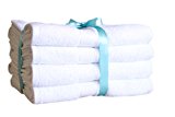 Premium Bamboo Cotton Bath Towels - Natural, Ultra Absorbent and Eco-Friendly 30" X 52" (Gift Set of 4) (White)