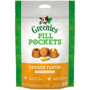 Greenies Pill Pockets Capsule Size Dog Treats Chicken Flavor, 7.9 oz. Pack (30 Treats)