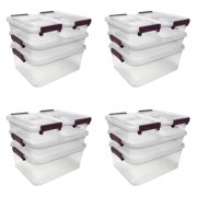Sterilite Set of 4 Modular Latch Boxes Metropolis Burgundy Case of 4