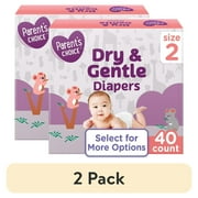 (2 pack) Parent's Choice Dry & Gentle Diapers Size 2, 40 Count (Select for More Options)