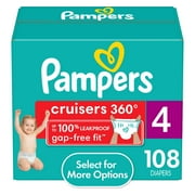 Pampers Cruisers 360 Pull-On Baby Diapers Size 4, 108 Count (Select for More Options)