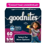 Goodnites Bedwetting Underwear for Girls, S/M (43-68 lbs), 60 Ct (Select for More)