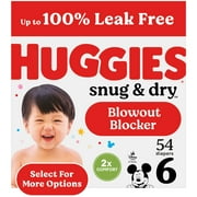 Huggies Snug & Dry Baby Diapers, Size 6 (35+ lbs), 54 Ct (Select for More)