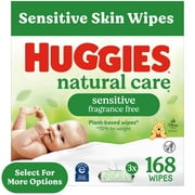 Huggies Natural Care Sensitive Baby Wipes, Unscented, 3 Pack, 168 Total Ct (Select for More)
