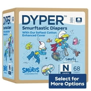 DYPER Cotton-Enhanced Diapers Smurfs Edition, Size Newborn, 68 Count (Select for More Options)